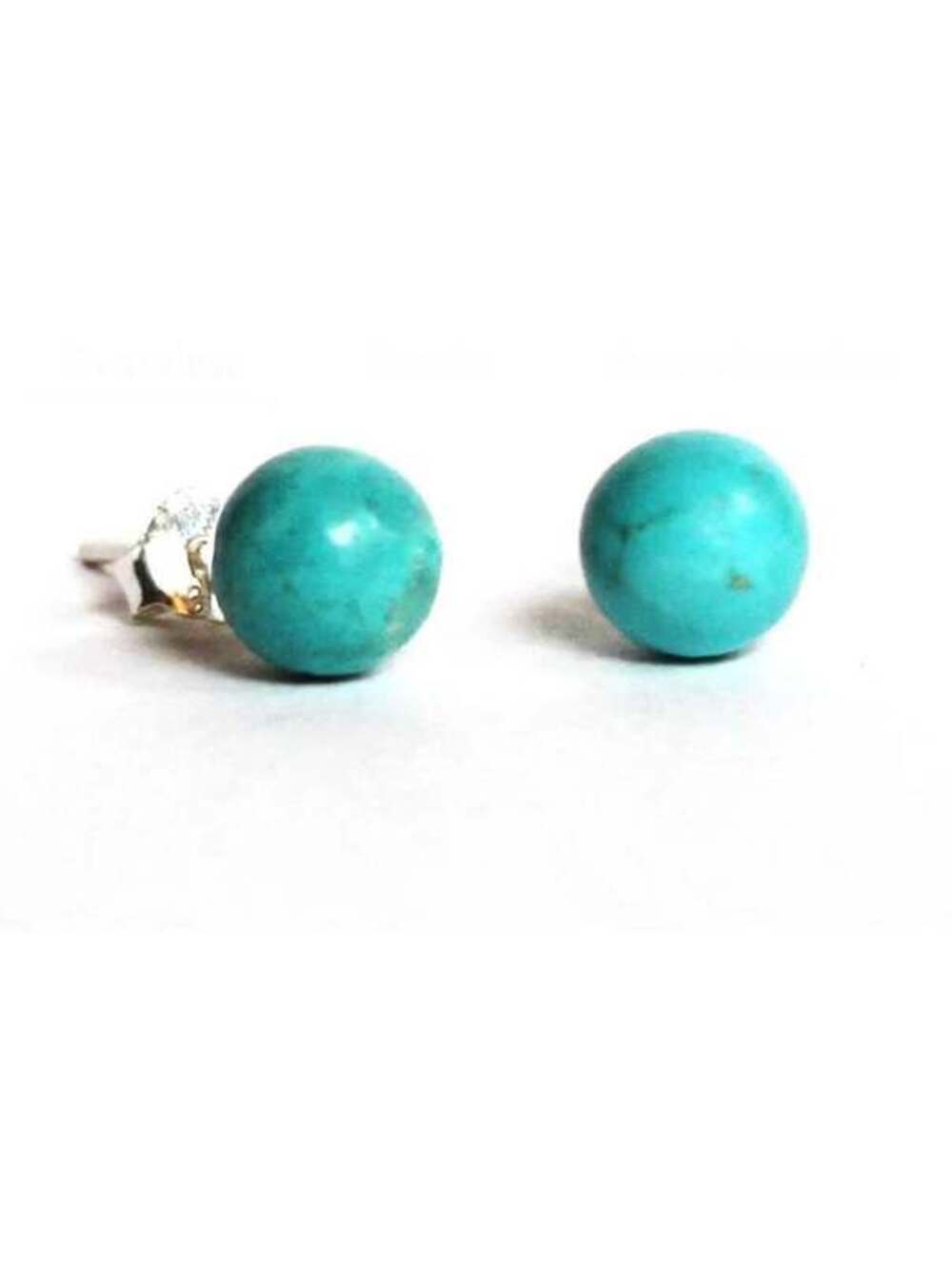 NEW - Genuine Natural Turqoise And Stirling Silver Stud Earrings - 7mm